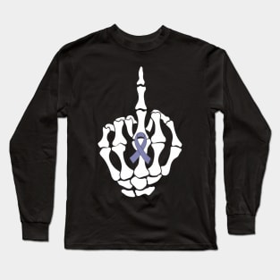 Fuck Esophageal Cancer Middle Finger Periwinkle Ribbon Long Sleeve T-Shirt